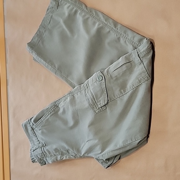 American Eagle Size 000S Washed Olive Green Mid Rise Baggy Wide Leg Cargo Pants - Picture 4 of 14